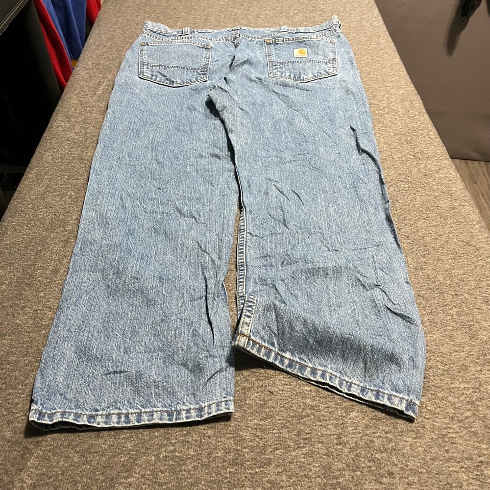 Carhartt Mens Relaxed Fit Straight Leg Light Wash Denim Jeans 38x30 Blue